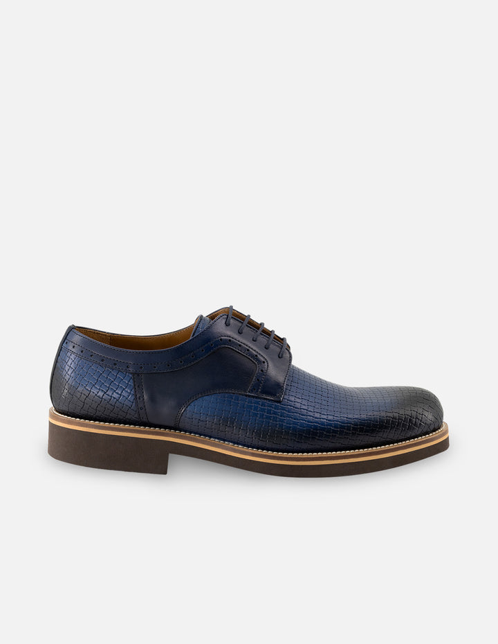 Blucher en piel napa grabada color azul para hombre