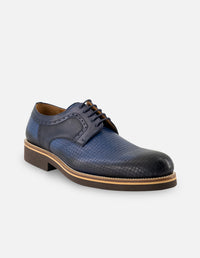 Blucher en piel napa grabada color azul para hombre