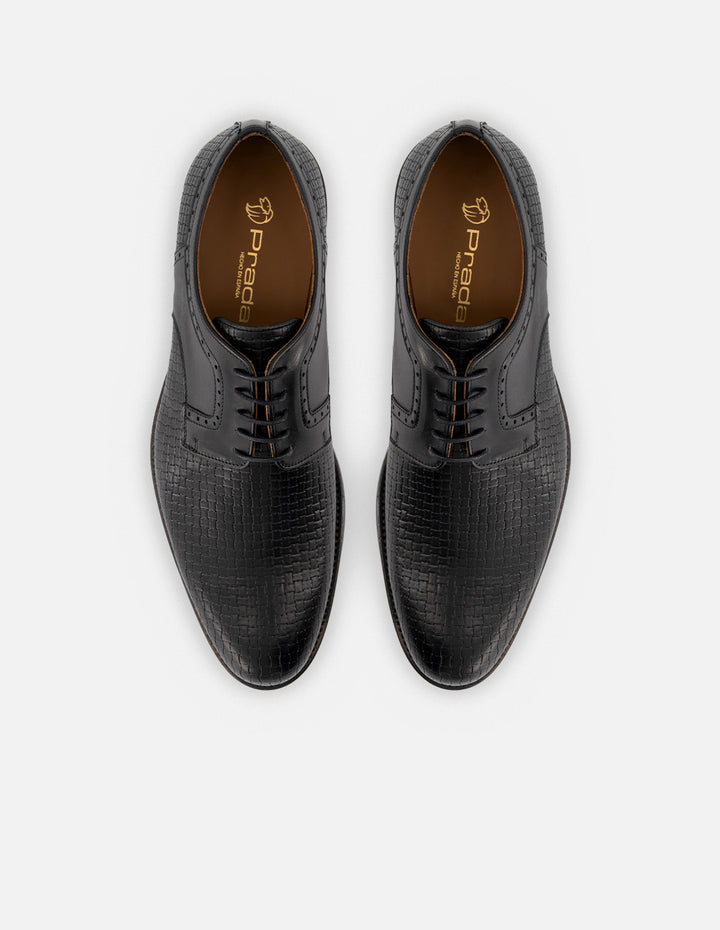 Blucher  en piel grabada color negro para hombre