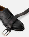 Blucher  en piel grabada color negro para hombre