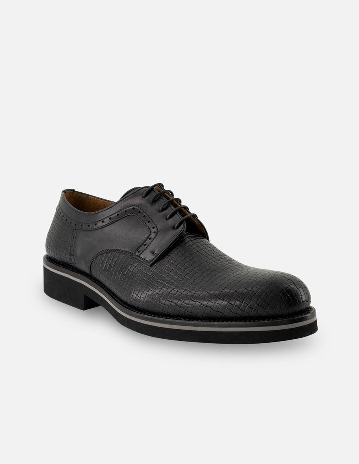 Blucher  en piel grabada color negro para hombre