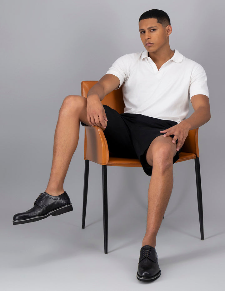 Blucher  en piel grabada color negro para hombre