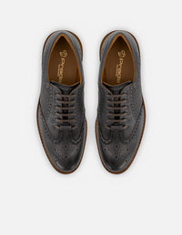 Oxford en piel napa color gris con picado María y mil puntos para hombre