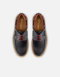 Mocasín en color azul piel napa con cordones 