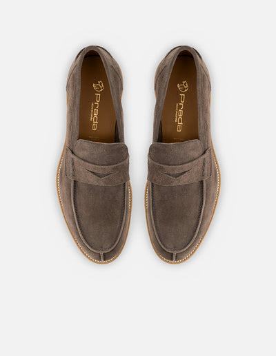 Mocasín en piel ante color gris para hombre
