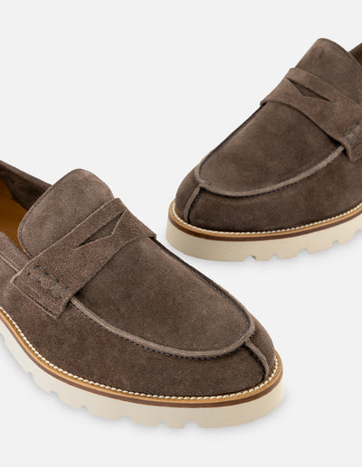 Mocasín en piel ante color gris para hombre