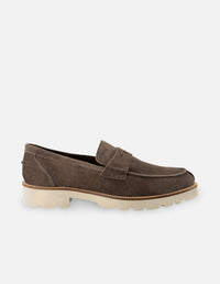 Mocasín en piel ante color gris para hombre