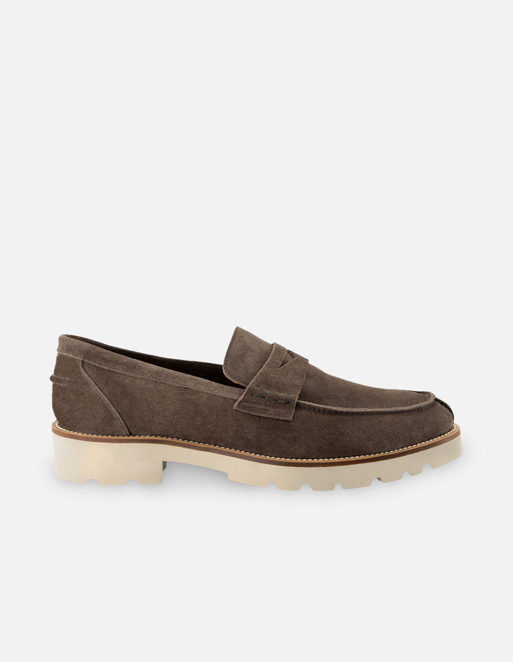 Mocasín en piel ante color gris para hombre