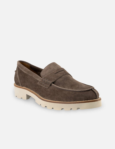 Mocasín en piel ante color gris para hombre