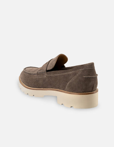 Mocasín en piel ante color gris para hombre