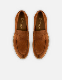 Mocasín en piel ante color teja para hombre