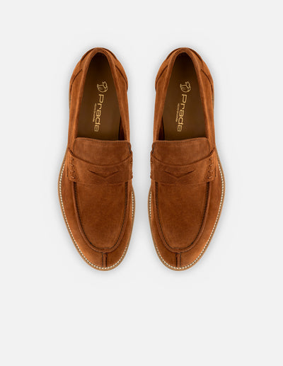 Mocasín en piel ante color teja para hombre