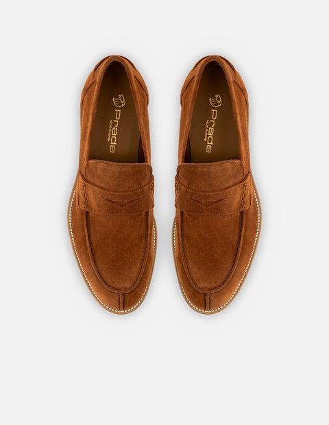 Mocasín en piel ante color teja para hombre