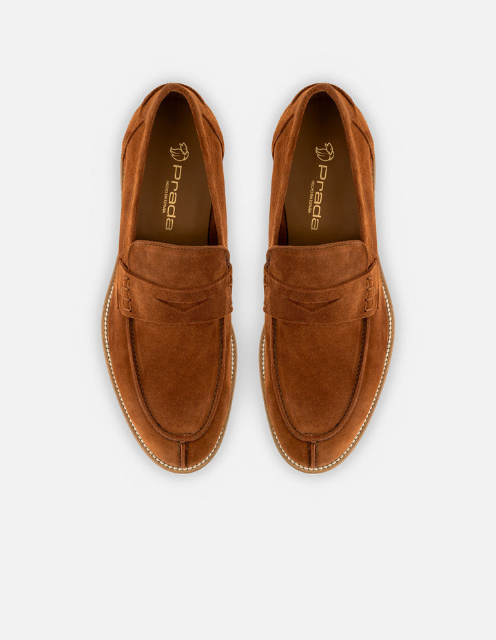 Mocasín en piel ante color teja para hombre