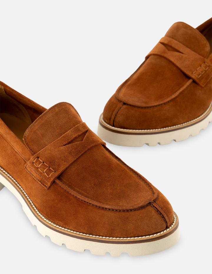 Mocasín en piel ante color teja para hombre