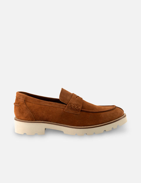 Mocasín en piel ante color teja para hombre