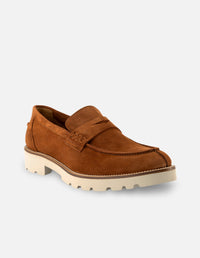 Mocasín en piel ante color teja para hombre