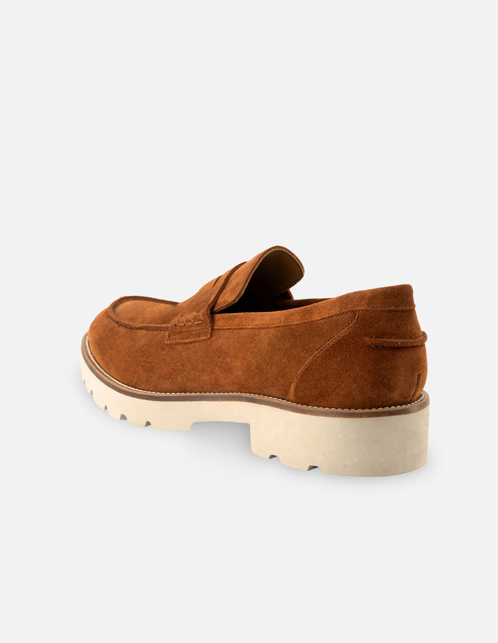 Mocasín en piel ante color teja para hombre
