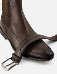 Botines Chelsea café de piel para hombre con resorte lateral