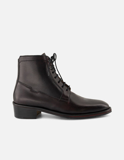 Botines vino de piel para hombre con detalles artesanales