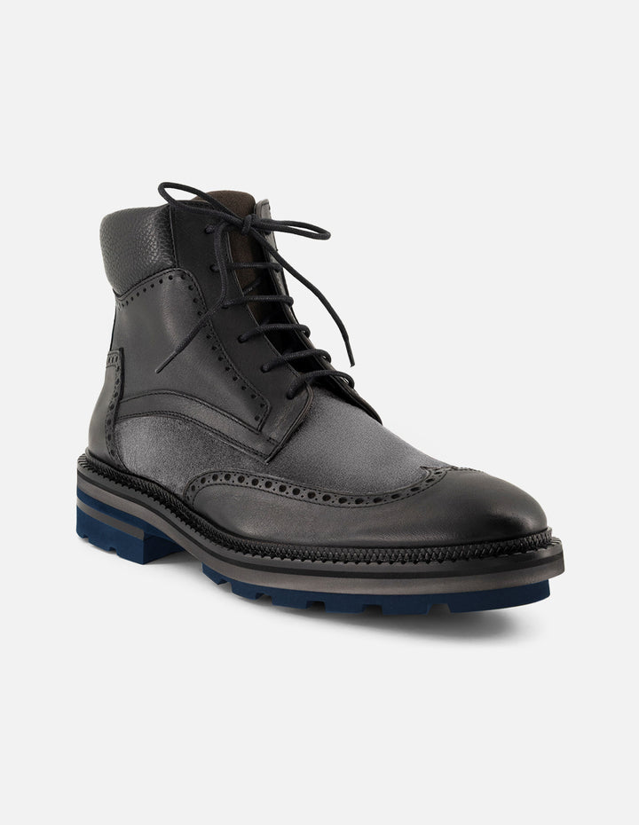 Botines gris en piel ante para hombre con detalles en picado