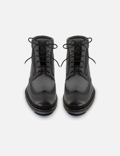 Botines gris en piel ante para hombre con detalles en picado