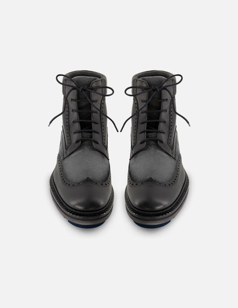 Botines gris en piel ante para hombre con detalles en picado