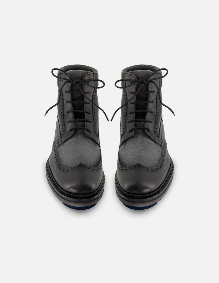 Botines gris en piel ante para hombre con detalles en picado