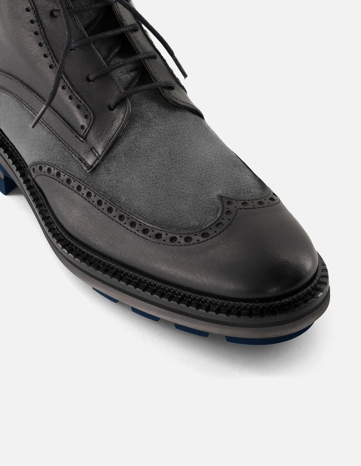 Botines gris en piel ante para hombre con detalles en picado