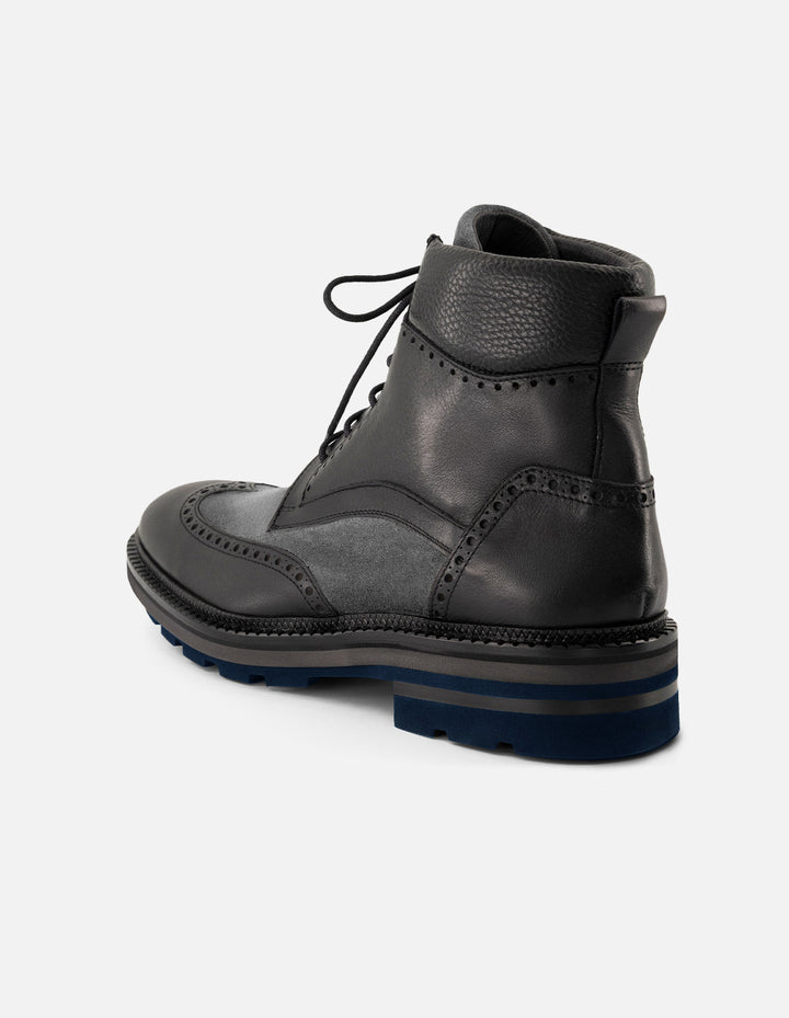 Botines gris en piel ante para hombre con detalles en picado