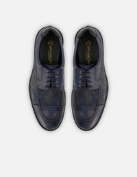 Zapato Blucher azul para hombre en piel y textil