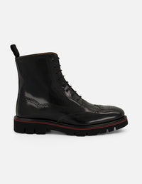 Botines negros de piel para hombre con acabado en alto brillo