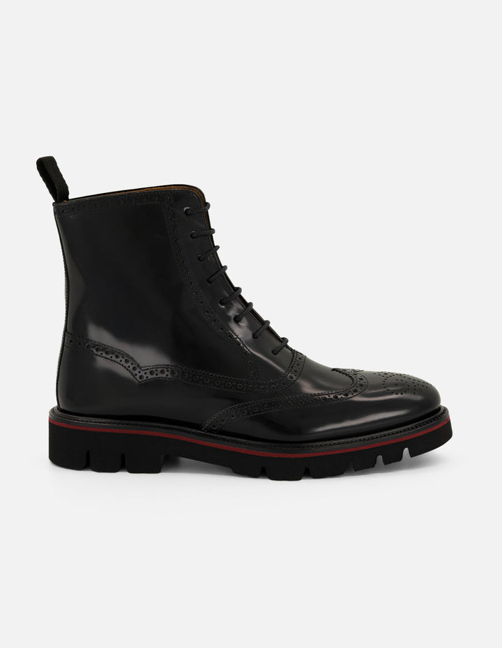 Botines negros de piel para hombre con acabado en alto brillo