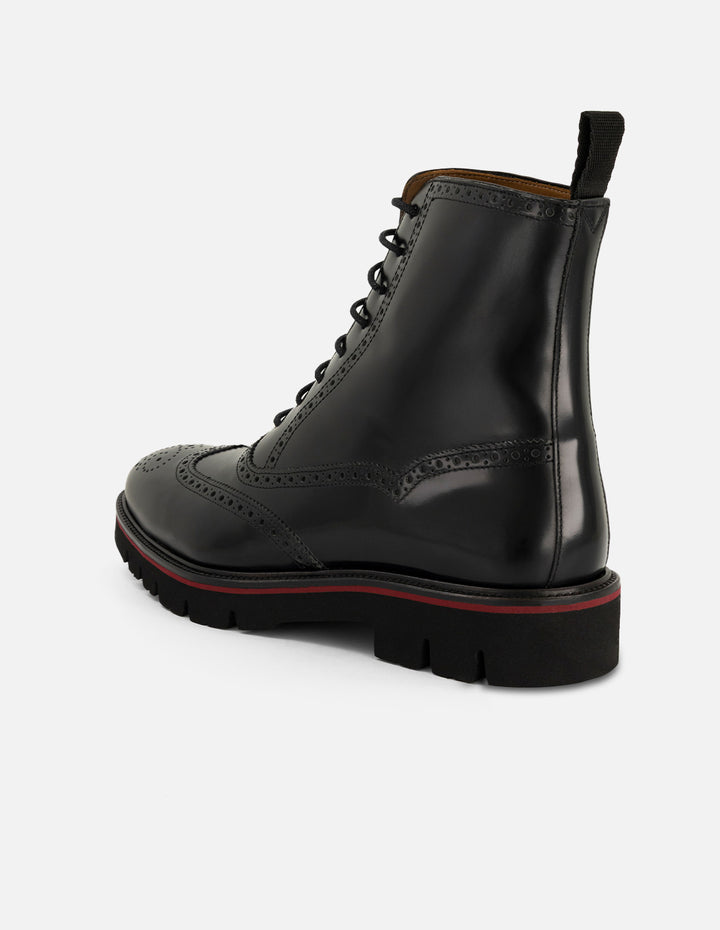 Botines negros de piel para hombre con acabado en alto brillo