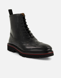 Botines negros de piel para hombre con acabado en alto brillo