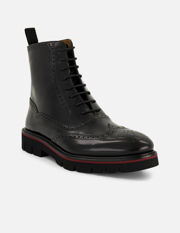 Botines negros de piel para hombre con acabado en alto brillo