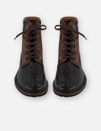 Botines café en piel para hombre grabado tipo coco