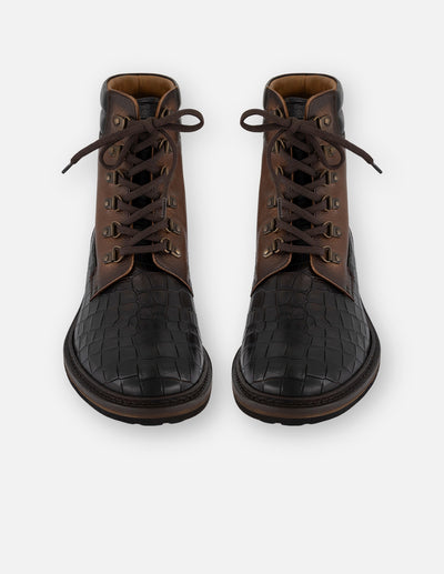 Botines café en piel para hombre grabado tipo coco