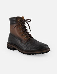 Botines café en piel para hombre grabado tipo coco