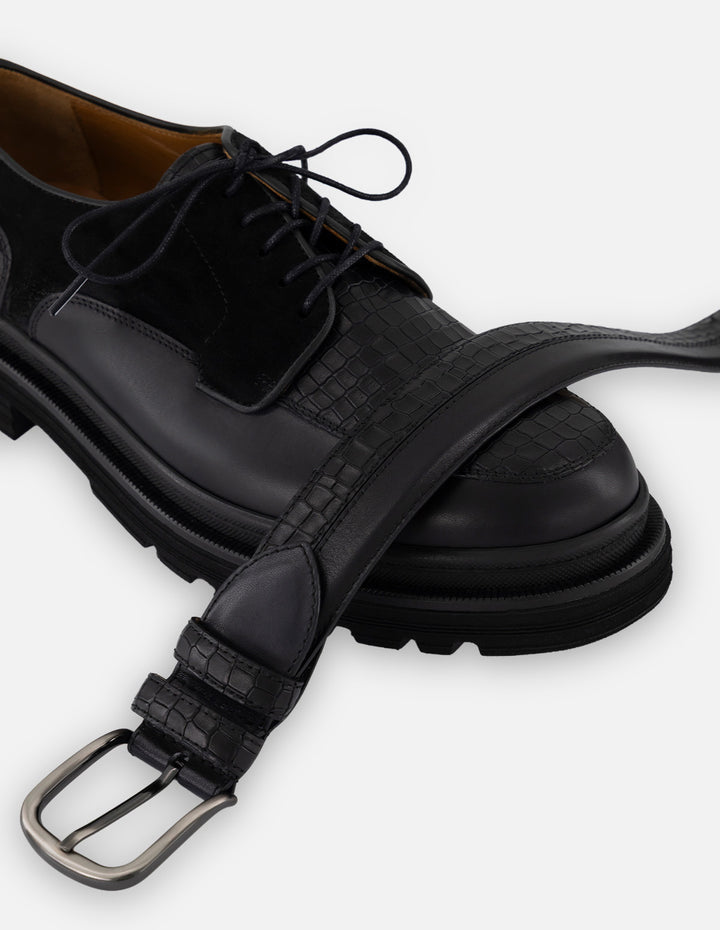 Zapato Blucher negro piel para hombre suela dentada comfort light