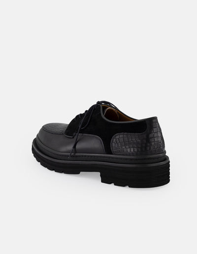 Zapato Blucher negro piel para hombre suela dentada comfort light