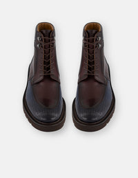 Botines vino piel para hombre con detalles en piel napa