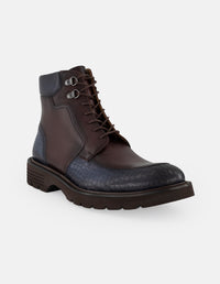 Botines vino piel para hombre con detalles en piel napa