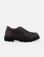Zapato inglés azul napa para hombre con suela dentada comfort