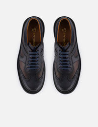 Zapato inglés azul napa para hombre con suela dentada comfort