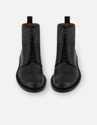 Botines negros piel y textil para hombre con caña tipo espiga