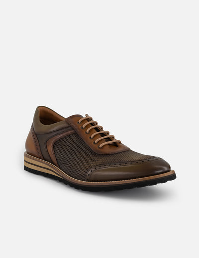 Zapato inglés con grabado tipo malla en piel color verde para hombre