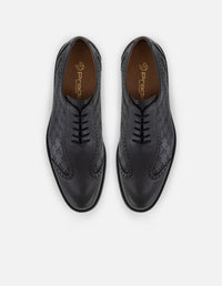 Zapato inglés gris con grabado en piel personalizada para hombre