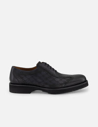 Zapato inglés gris con grabado en piel personalizada para hombre