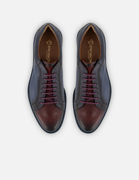 Zapato blucher bicolor con acabado difuminado en piel para hombre
